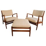Jens Risom Armchairs and Ottoman
