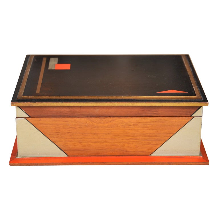 Art Deco Wood Box with Geometric Designs