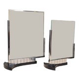 Vintage Pair of Art Deco Chrome and Bakelite Picture Frames