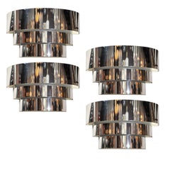 Set of Four Art Deco Chrome Sconces