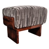 Vintage Art Deco Streamline Mahogany Bench with Gauffrage Mohair