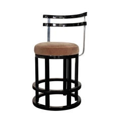 Vintage Machine Age Stool in Black Lacquer by Modernage