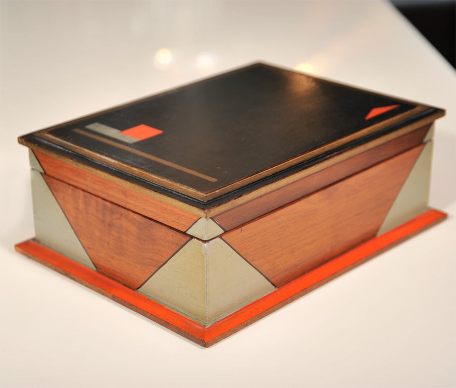 Art Deco Wood Box with Geometric Designs at 1stDibs
