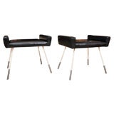 Pair of leather benches in the style of Pierre Guariche