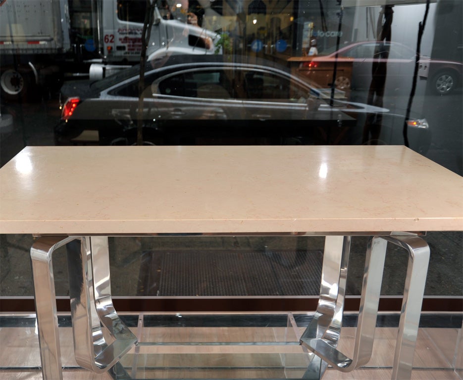 Chrome Marble Console For Sale