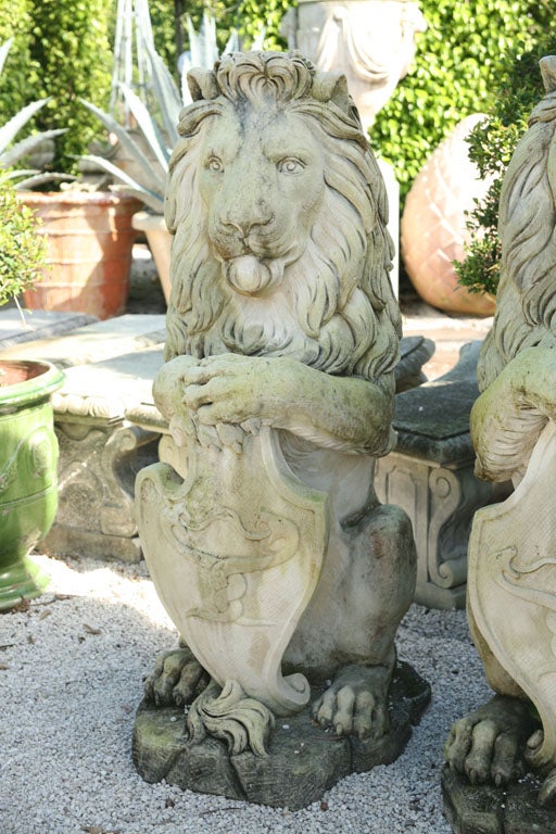 A Pair of Sitting Lions For Sale 1