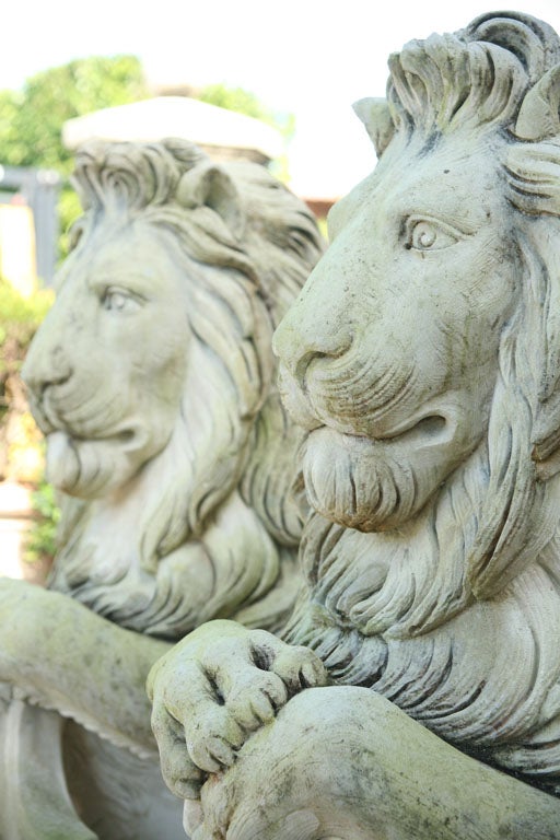 A Pair of Sitting Lions For Sale 4