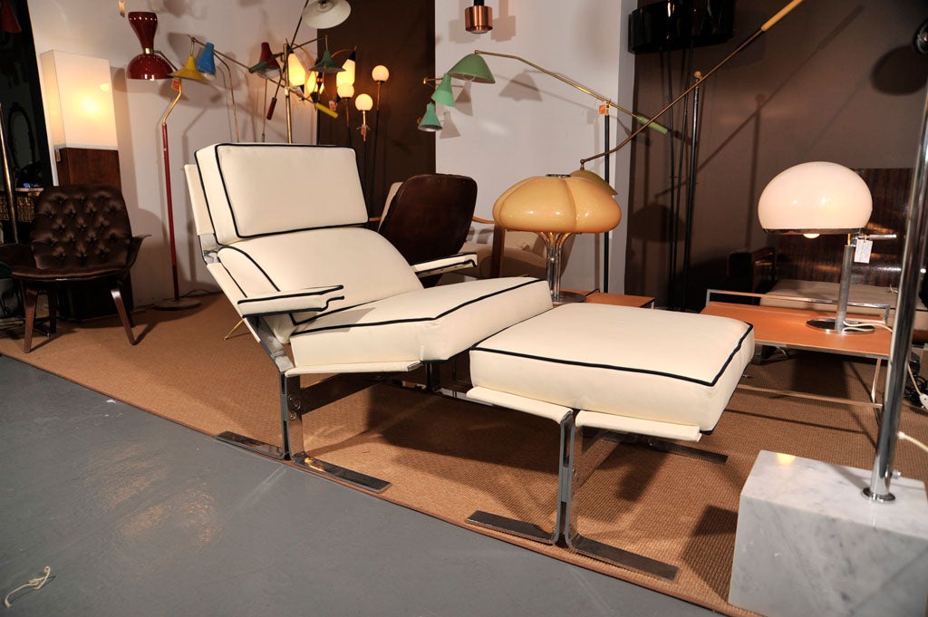 Upholstery Saporiti Lounge Chair and Ottoman