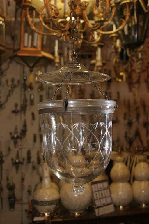 antique glass belljar lanterns with etchings
