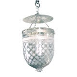 large antique belljar with etchings