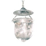 Antique belljar lantern with etchings