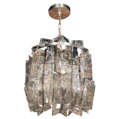 Italian Murano Crystal Chandelier with Smoke & White Glass Rings