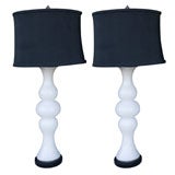 PAIR WHITE MURANO GLASS LAMPS~ PAIR WHITE MURANO GLASS LAMPS~