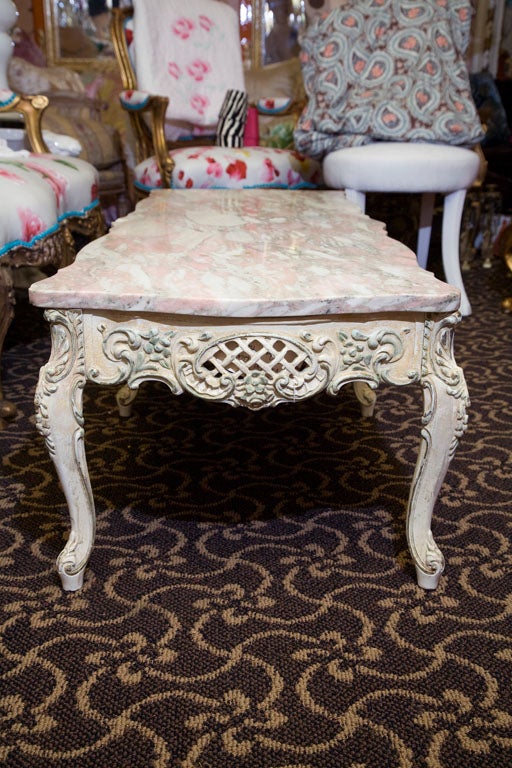 Mid-20th Century VINTAGE PINK MARBLE TOP COFFEE TABLE