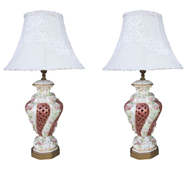 Pair Vintage Capodimonte Lamps