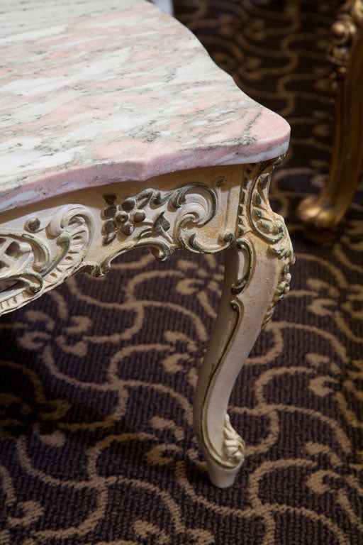 VINTAGE PINK MARBLE TOP COFFEE TABLE at 1stDibs pink marble coffee
