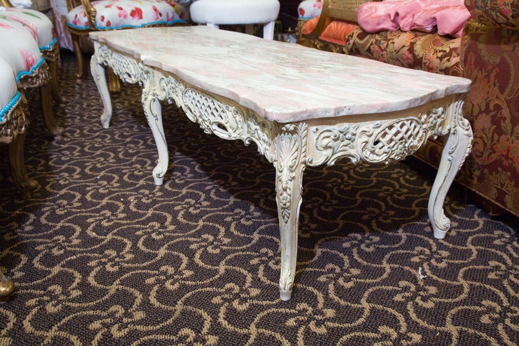 VINTAGE PINK MARBLE TOP COFFEE TABLE at 1stDibs pink marble coffee
