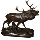 A 19th. century Swiss / Black Forest  carving of a Stag.