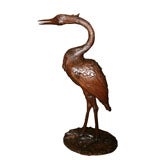 A 19th c. Swiss Carved Black Forest Blue Heron, lifesize
