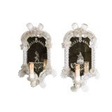 Pair Late 19th century Classic Venetian Etched Back Sconces
