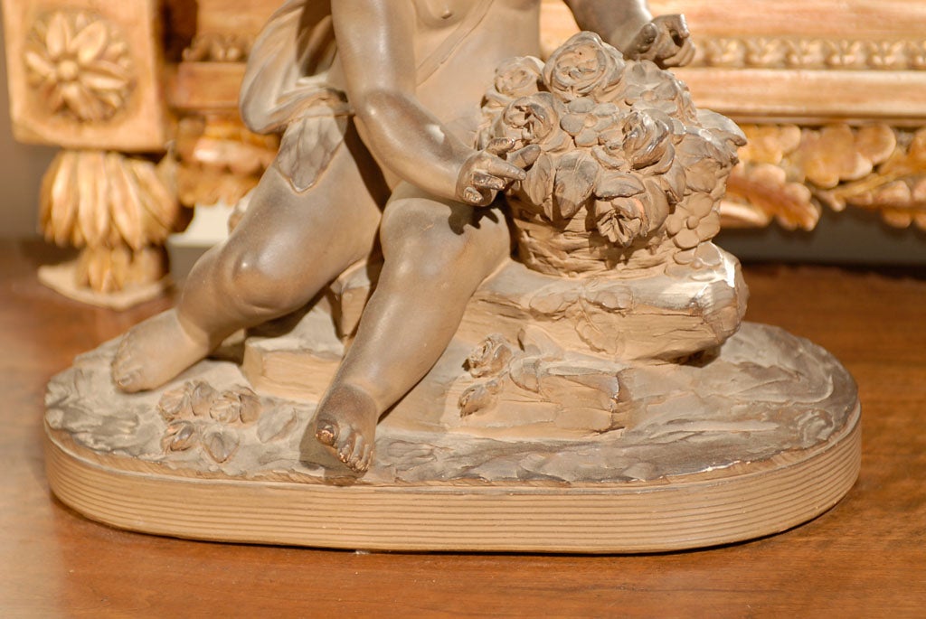 Terracotta 19th Century French Terra Cotta Statuette of a Cherub