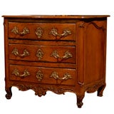 Three Drawer French Walnut Commode