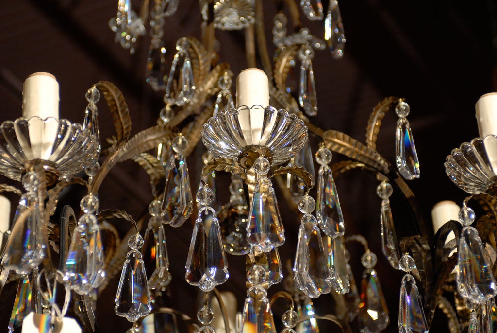 Antique Chandelier. Iron and crystal chandelier In Excellent Condition For Sale In Atlanta, GA