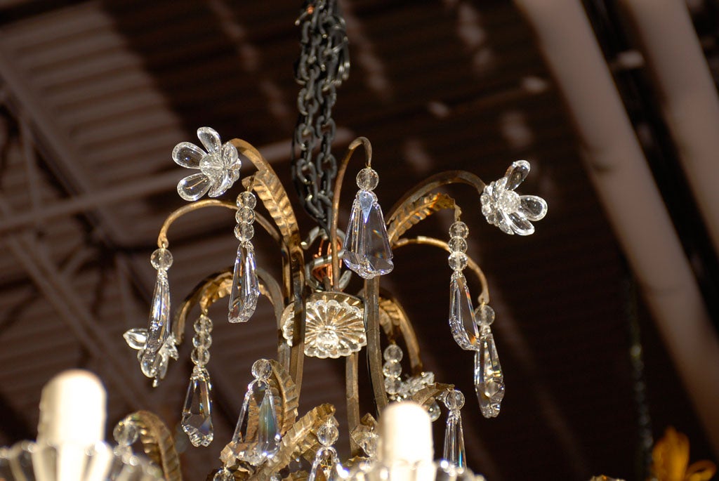 Mid-20th Century Antique Chandelier. Iron and crystal chandelier For Sale