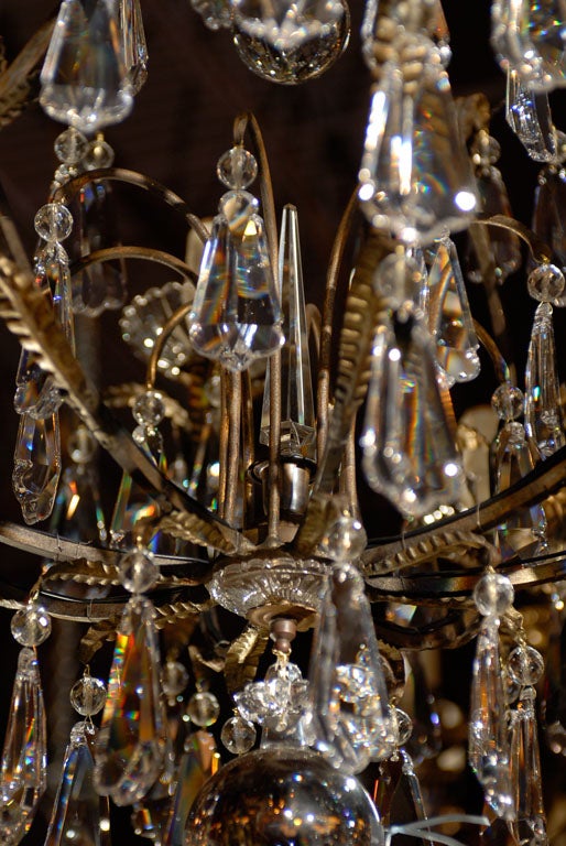 Cristal Lustre ancien Lustre en fer et cristal en vente