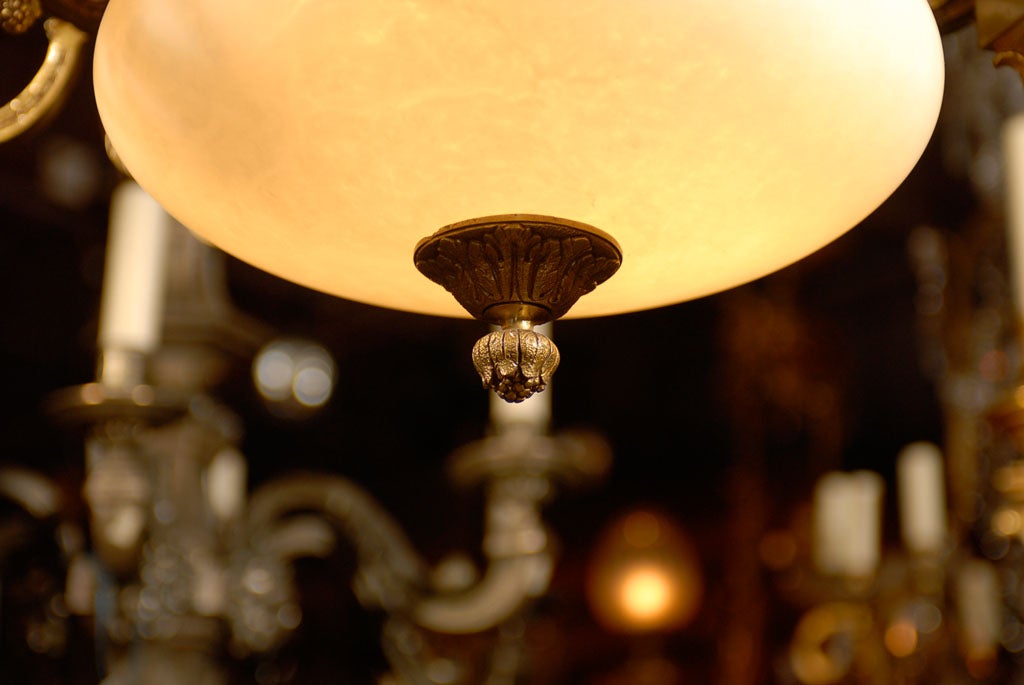20th Century Antique Chandelier. Gilt bronze and alabaster chandelier For Sale