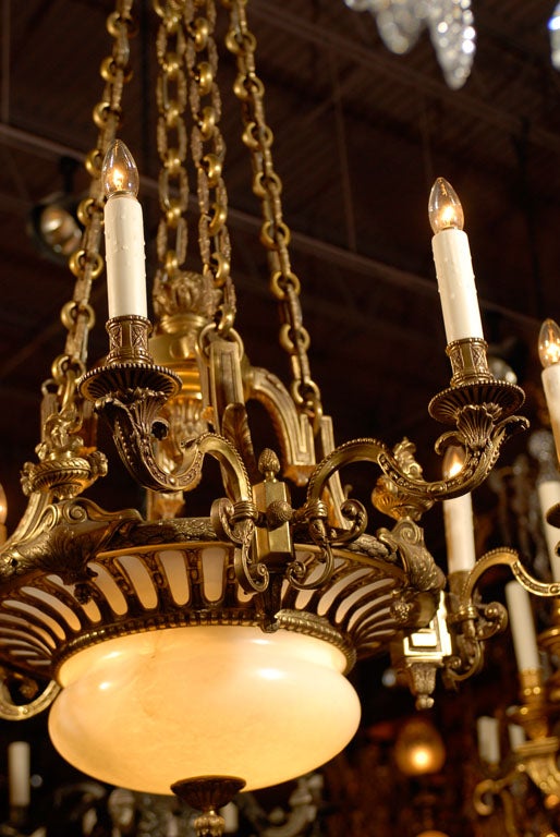 Antique Chandelier. Gilt bronze and alabaster chandelier For Sale at ...