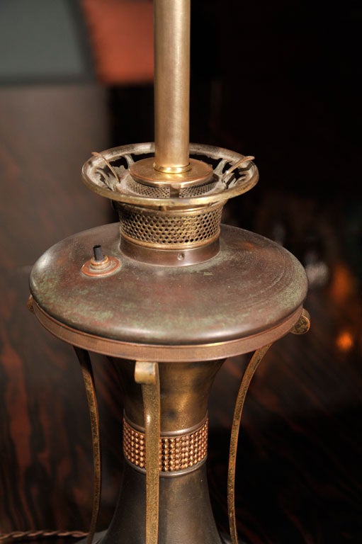 20th Century Electrified Art Nouveau Oil Lamp For Sale