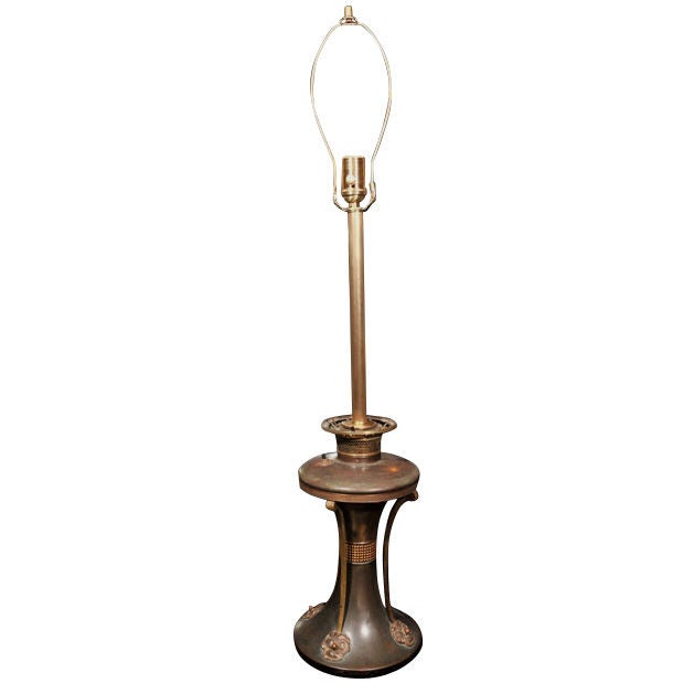 Electrified Art Nouveau Oil Lamp For Sale