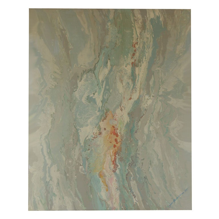 Large Pale Blue Abstract Painting By June Hendrickson at 1stDibs