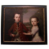 Portrait of a Young Girl with a Boy Holding a Parrot