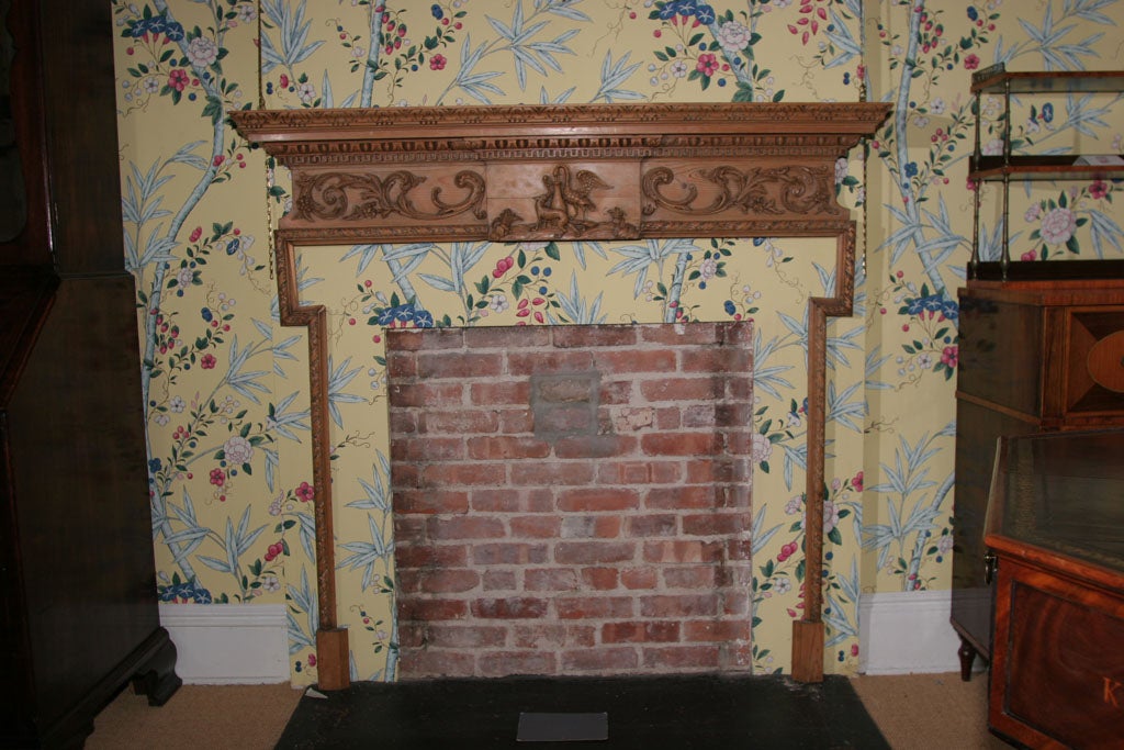 George III Finely Carved Pine Chimney Piece Surround. English, Circa 1770