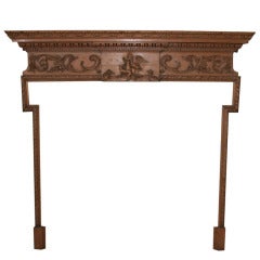 George III Finely Carved Pine Chimney Piece Surround. English, Circa 1770