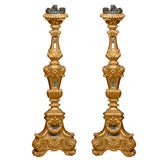 Pair of 19th Century Italian Giltwood Altar Candlesticks