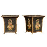 Pair tole painted planters