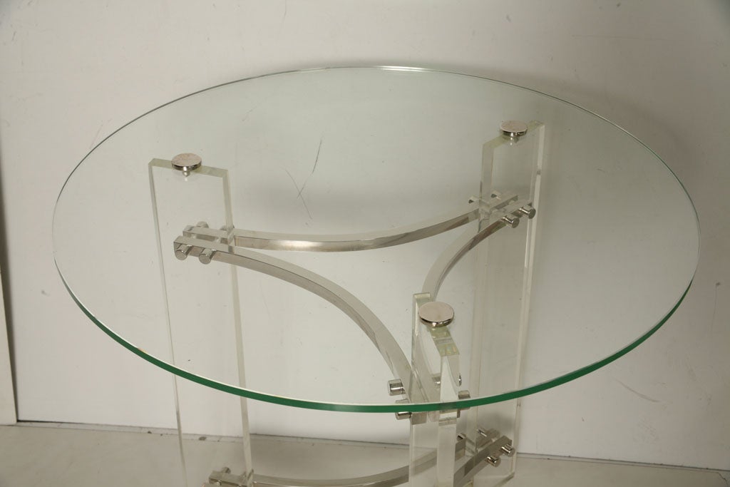 Glass Charles Hollis Jones Pair of Lucite Side Table.