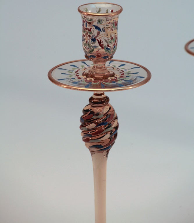 Hand Blown Venetian Centerpiece Set-Enamel Decoration, Salviati For Sale 1