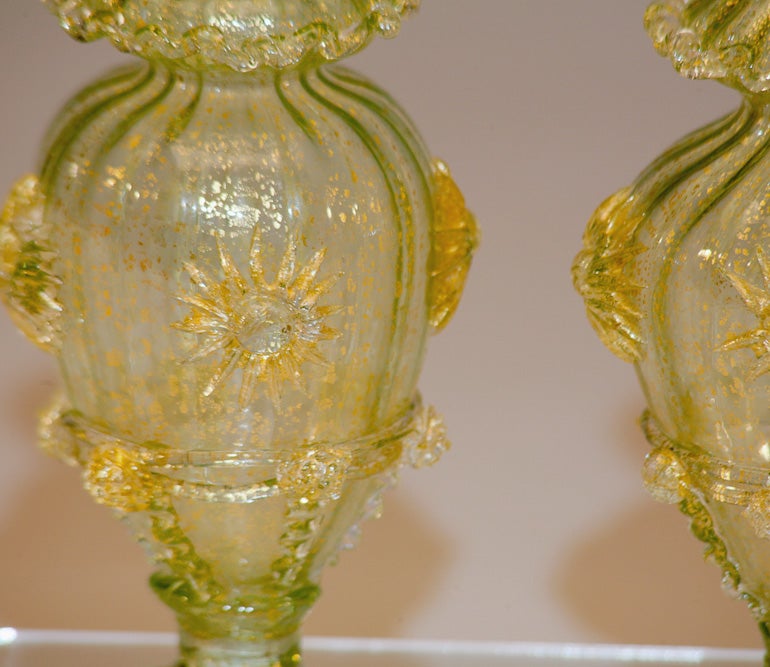 Salviati, Venetian Murano Hand Blown Large Salt and Pepper In Excellent Condition In Great Barrington, MA