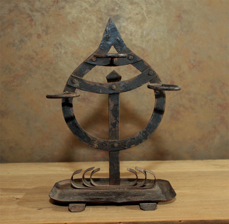 Japanese Iron Votive Oil Lamp