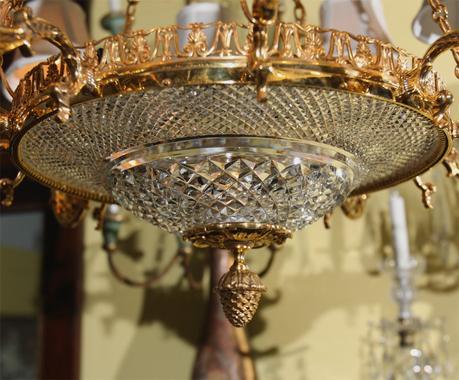 Empire Style D'ore Bronze Chandelier In Excellent Condition For Sale In Stamford, CT
