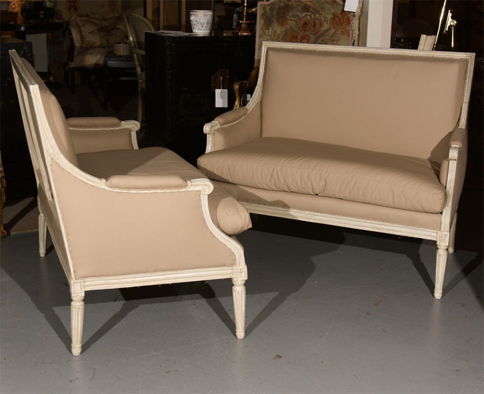 French Pair of Louis XVI Settees For Sale
