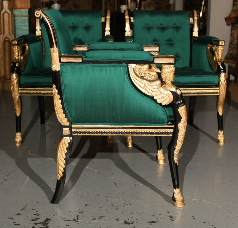 Giltwood Set of Regency Style Armchairs For Sale
