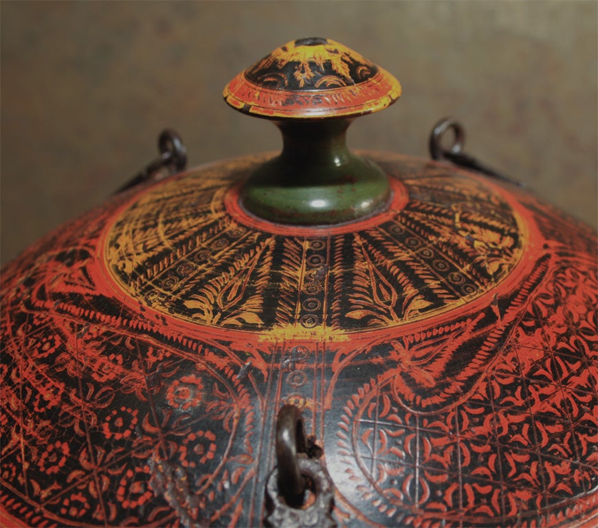North Indian Hindu Kush Lacquered Wood Box For Sale 2