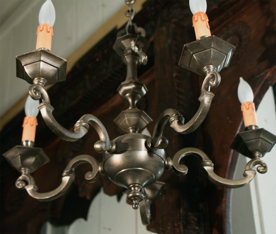 20th Century Vintage Pewter Chandelier