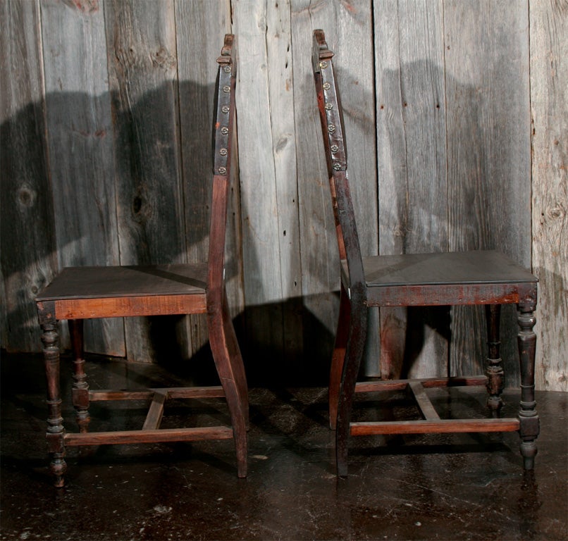 Antique Embossed Leather Dining Chair 1