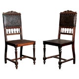 Antique Embossed Leather Dining Chair